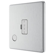 BG Electrical Flatplate Screwless Brushed Steel - Unswitched and fused with flex outlet