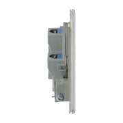 BG Electrical Flatplate Screwless Brushed Steel - Unswitched and fused with flex outlet