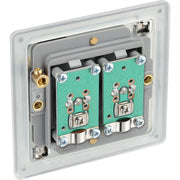 BG Electrical Flatplate Screwless Brushed Steel - Double, co-axial