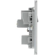 BG Electrical Flatplate Screwless Brushed Steel - 15A, single, switched, round pin