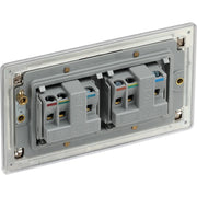 BG Electrical Flatplate Screwless Brushed Steel - Double unswitched, double pole