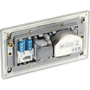 BG Electrical Flatplate Screwless Brushed Steel - Quadplex, 2 x sat, BT outlet and co-ax returned - screened