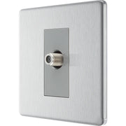 BG Electrical Flatplate Screwless Brushed Steel - Single, satellite