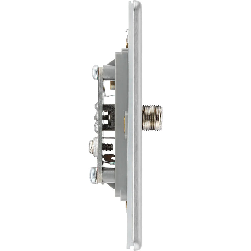 BG Electrical Flatplate Screwless Brushed Steel - Single, satellite