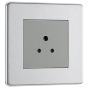 BG Electrical Flatplate Screwless Brushed Steel - 2A, single, unswitched, round pin