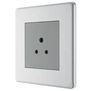 BG Electrical Flatplate Screwless Brushed Steel - 2A, single, unswitched, round pin