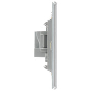 BG Electrical Flatplate Screwless Brushed Steel - 2A, single, unswitched, round pin