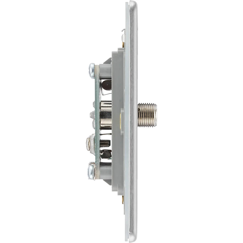 BG Electrical Flatplate Screwless Brushed Steel - Double, satellite and co-axial