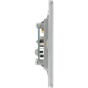 BG Electrical Flatplate Screwless Brushed Steel - Double, TV/FM