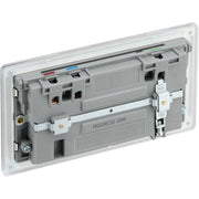 BG Electrical Flatplate Screwless Brushed Steel - Double switched single pole, with USB A + C (22W)