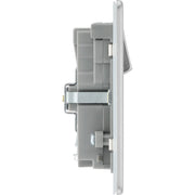 BG Electrical Flatplate Screwless Brushed Steel - Double switched single pole, with USB A + C (22W)