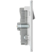 BG Electrical Flatplate Screwless Brushed Steel - Double switched single pole, with USB A + C (22W)