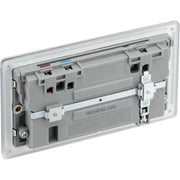 BG Electrical Flatplate Screwless Brushed Steel - Double switched single pole, with USB A + C (45W)