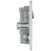 BG Electrical Flatplate Screwless Brushed Steel - Double switched single pole, with USB A + C (45W)