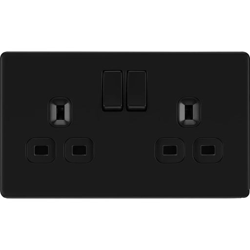BG Electrical Flatplate Screwless Matt Black - Double switched, double pole