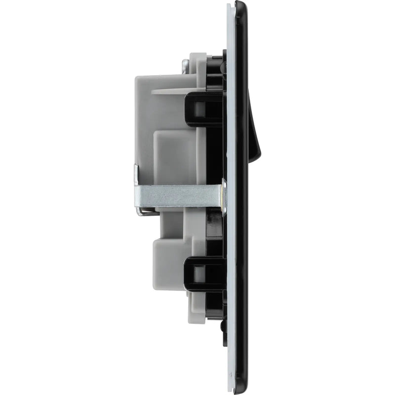 BG Electrical Flatplate Screwless Matt Black - Double switched, double pole