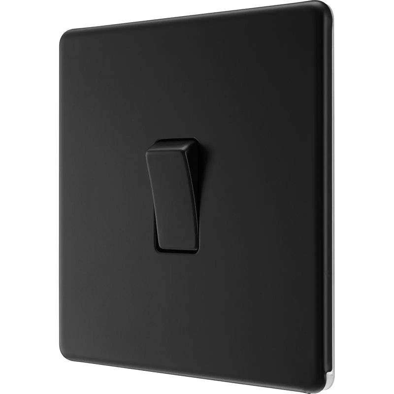 BG Electrical Flatplate Screwless Matt Black - Single 2 way switch