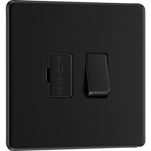 BG Electrical Flatplate Screwless Matt Black - Switched and fused
