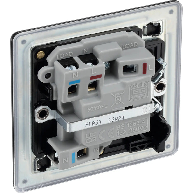 BG Electrical Flatplate Screwless Matt Black - Switched and fused