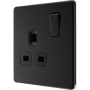 BG Electrical Flatplate Screwless Matt Black - Single switched, double pole