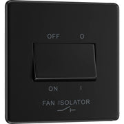 BG Electrical Flatplate Screwless Matt Black - Triple pole fan isolator