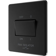 BG Electrical Flatplate Screwless Matt Black - Triple pole fan isolator