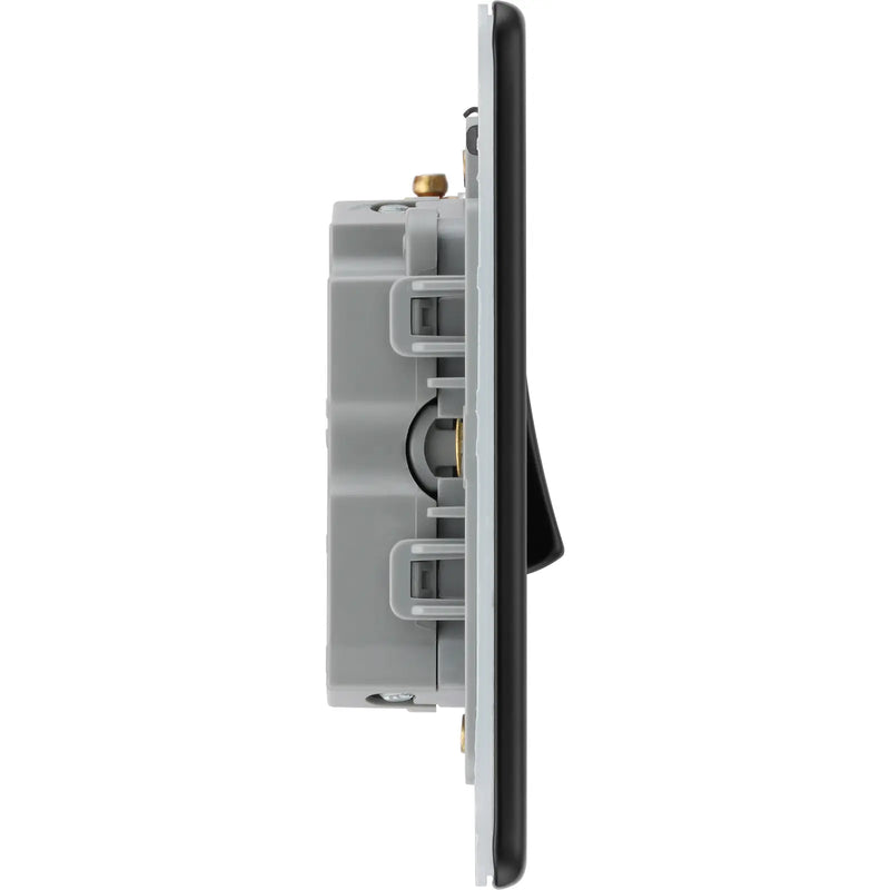 BG Electrical Flatplate Screwless Matt Black - Triple pole fan isolator