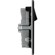 BG Electrical Flatplate Screwless Matt Black - Double switched single pole, with USB A + C (45W)