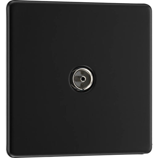 BG Electrical Flatplate Screwless Matt Black - Single, co-axial