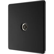 BG Electrical Flatplate Screwless Matt Black - Single, co-axial