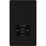 BG Electrical Flatplate Screwless Matt Black - 115/240V dual voltage shaver socket