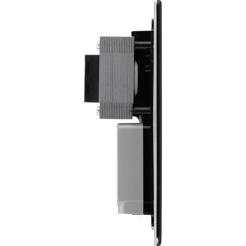 BG Electrical Flatplate Screwless Matt Black - 115/240V dual voltage shaver socket