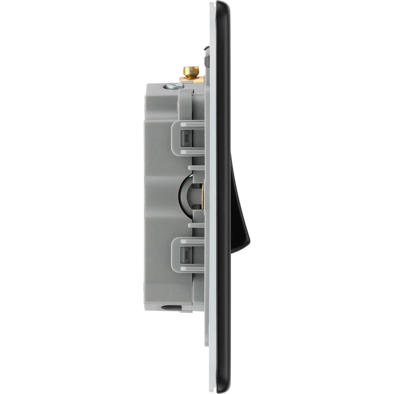 BG Electrical Flatplate Screwless Matt Black - Triple, 2 way switch