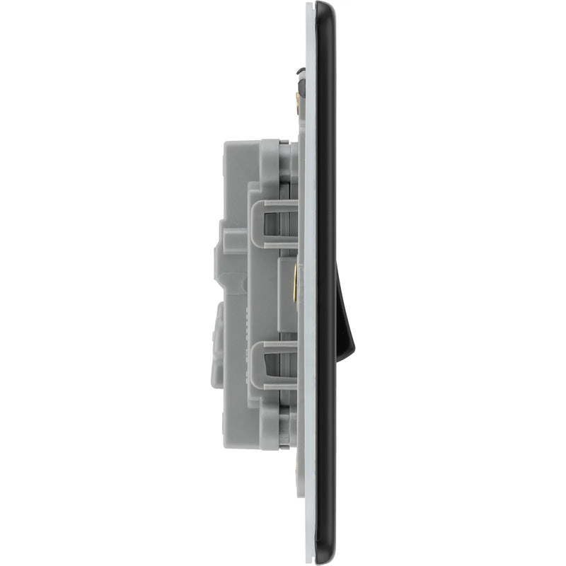 BG Electrical Flatplate Screwless Matt Black - Intermediate switch