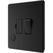 BG Electrical Flatplate Screwless Matt Black - Switched and fused with indicator and flex outlet