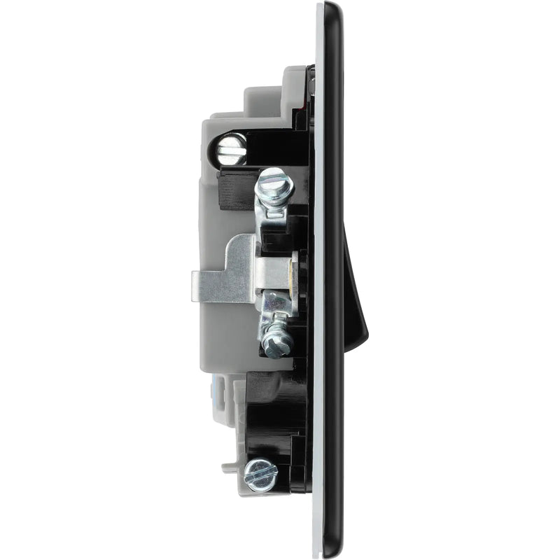 BG Electrical Flatplate Screwless Matt Black - Switched and fused with indicator and flex outlet