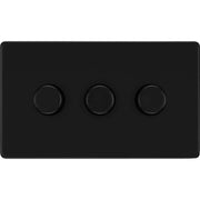 BG Electrical Flatplate Screwless Matt Black - Triple, 2 way push 200W