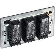BG Electrical Flatplate Screwless Matt Black - Triple, 2 way push 200W