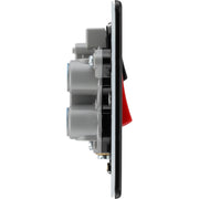 BG Electrical Flatplate Screwless Matt Black - 45A double pole, with switched socket and indicators
