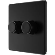 BG Electrical Flatplate Screwless Matt Black - Double, 2 way push 200W