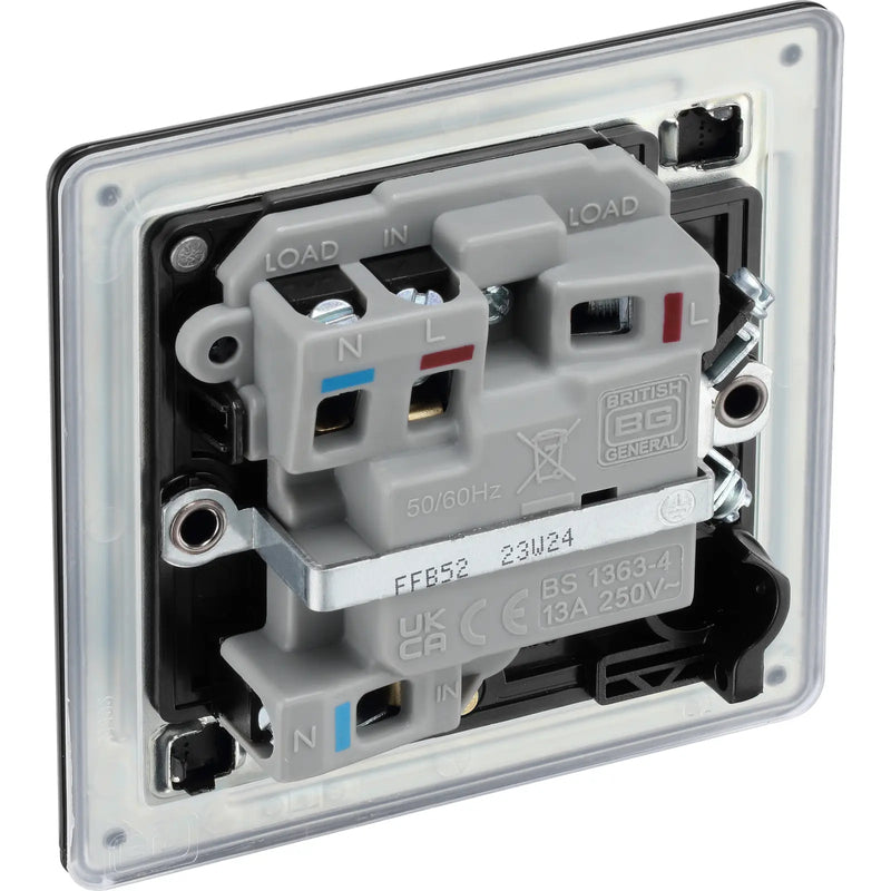BG Electrical Flatplate Screwless Matt Black - Switched and fused with indicator