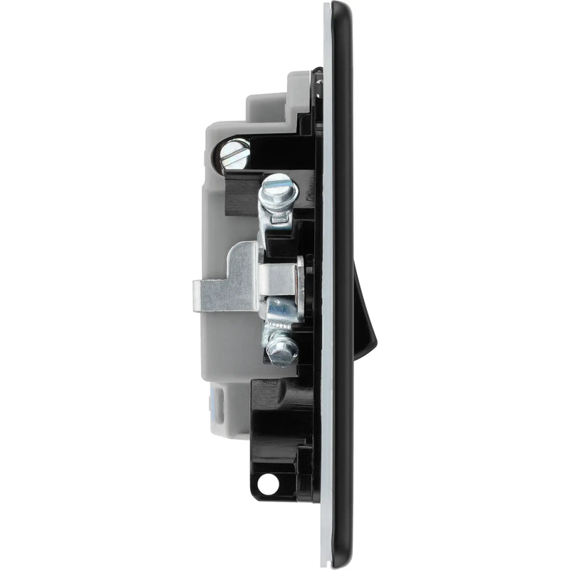BG Electrical Flatplate Screwless Matt Black - Switched and fused with indicator