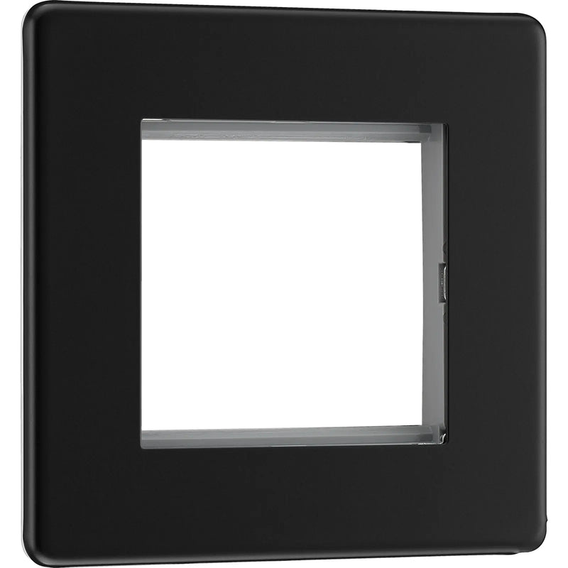 BG Electrical Flatplate Screwless Matt Black - 2 module - square