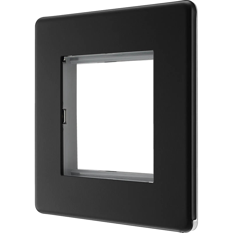 BG Electrical Flatplate Screwless Matt Black - 2 module - square
