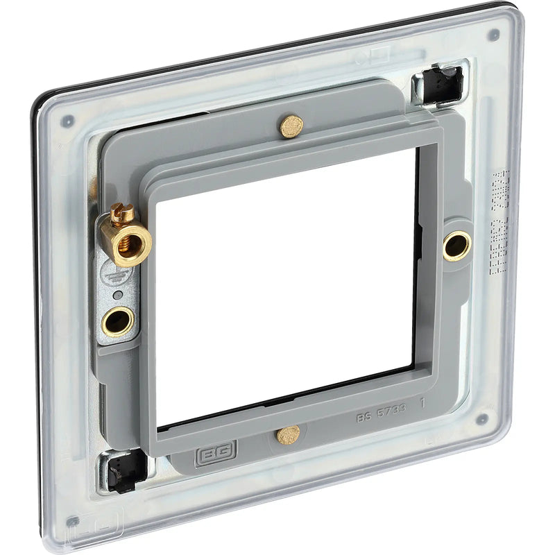 BG Electrical Flatplate Screwless Matt Black - 2 module - square