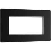 BG Electrical Flatplate Screwless Matt Black - 4 module - rectangular