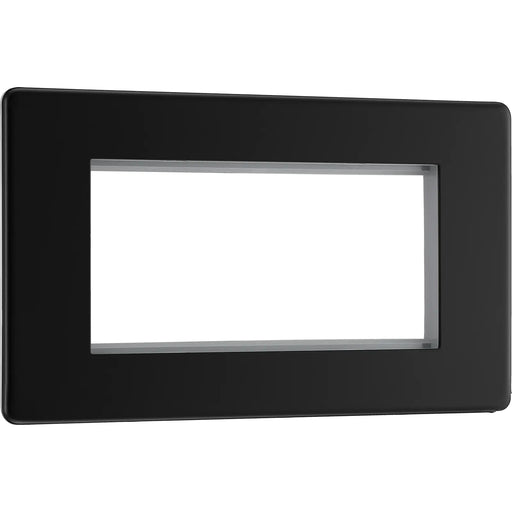 BG Electrical Flatplate Screwless Matt Black - 4 module - rectangular