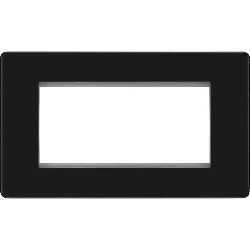 BG Electrical Flatplate Screwless Matt Black - 4 module - rectangular