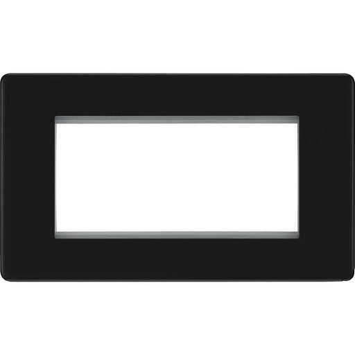 BG Electrical Flatplate Screwless Matt Black - 4 module - rectangular