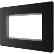 BG Electrical Flatplate Screwless Matt Black - 4 module - rectangular